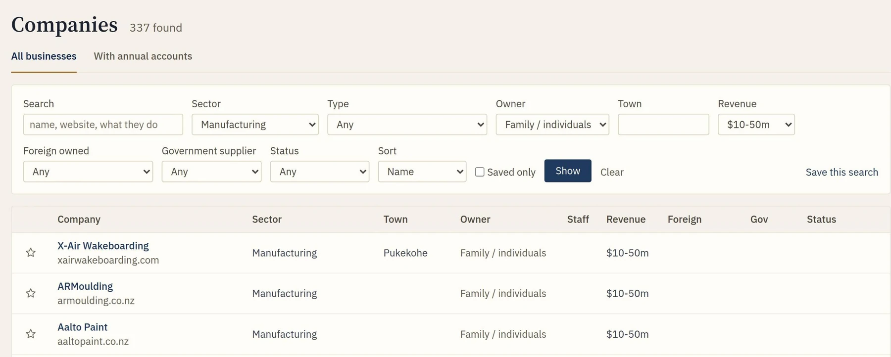 Filter the whole market in seconds: a screenshot of AquilaLens