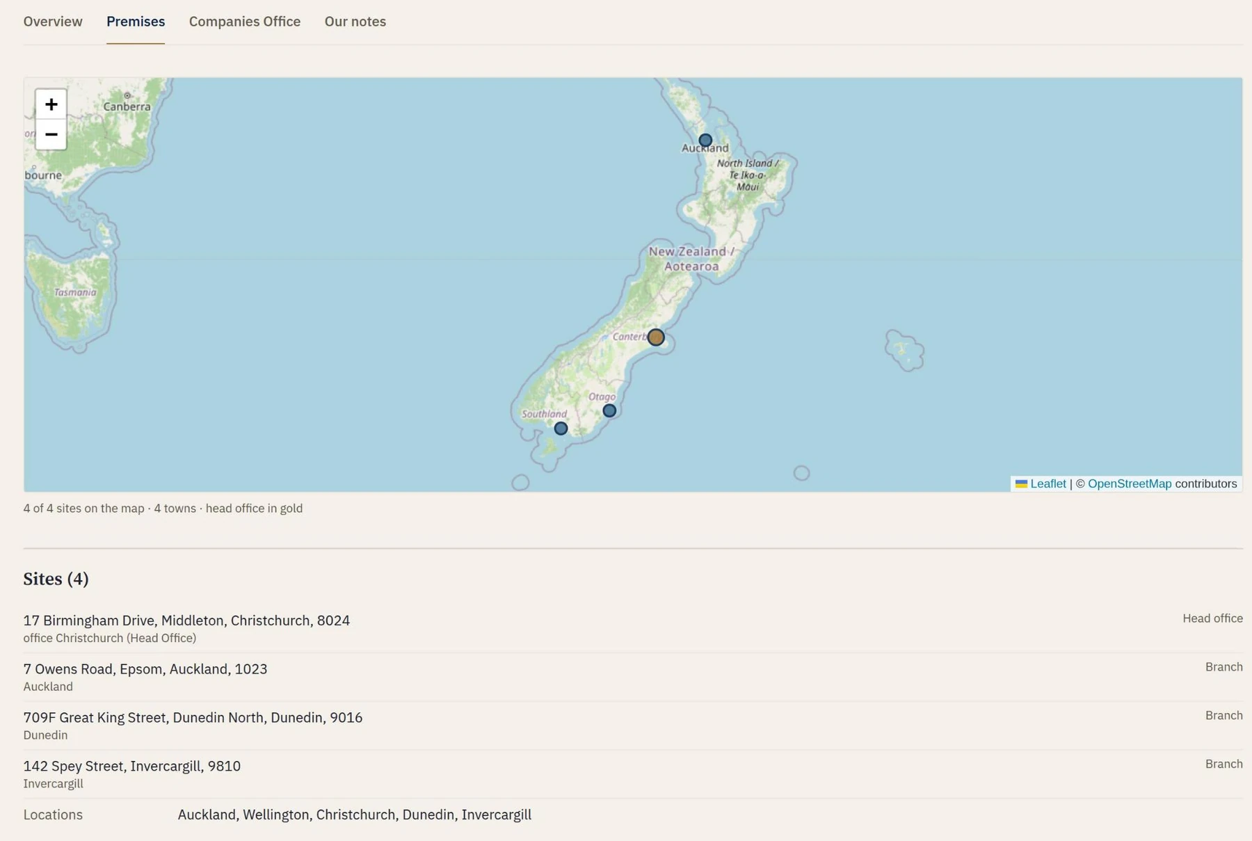 Every branch, store and depot: a screenshot of AquilaLens